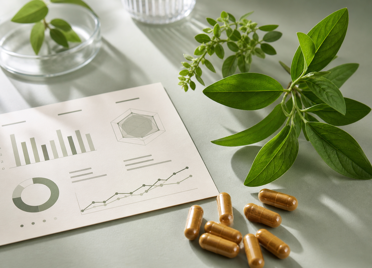 Berberine-inspired metabolic health comparison still life