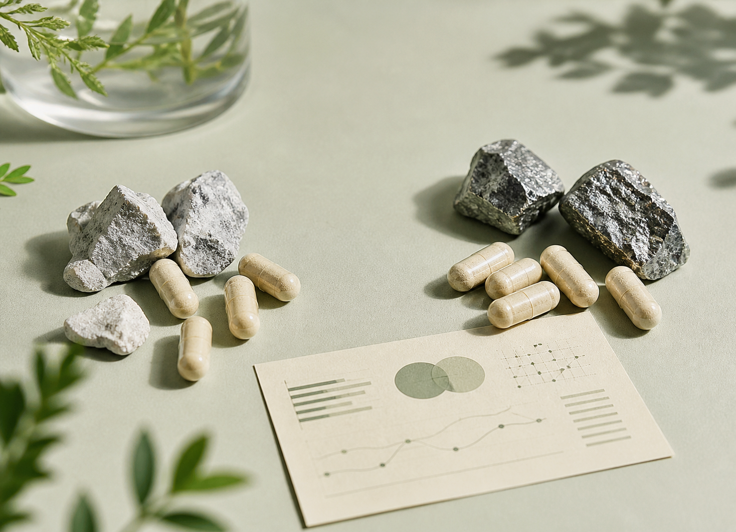 Mineral supplement comparison still life