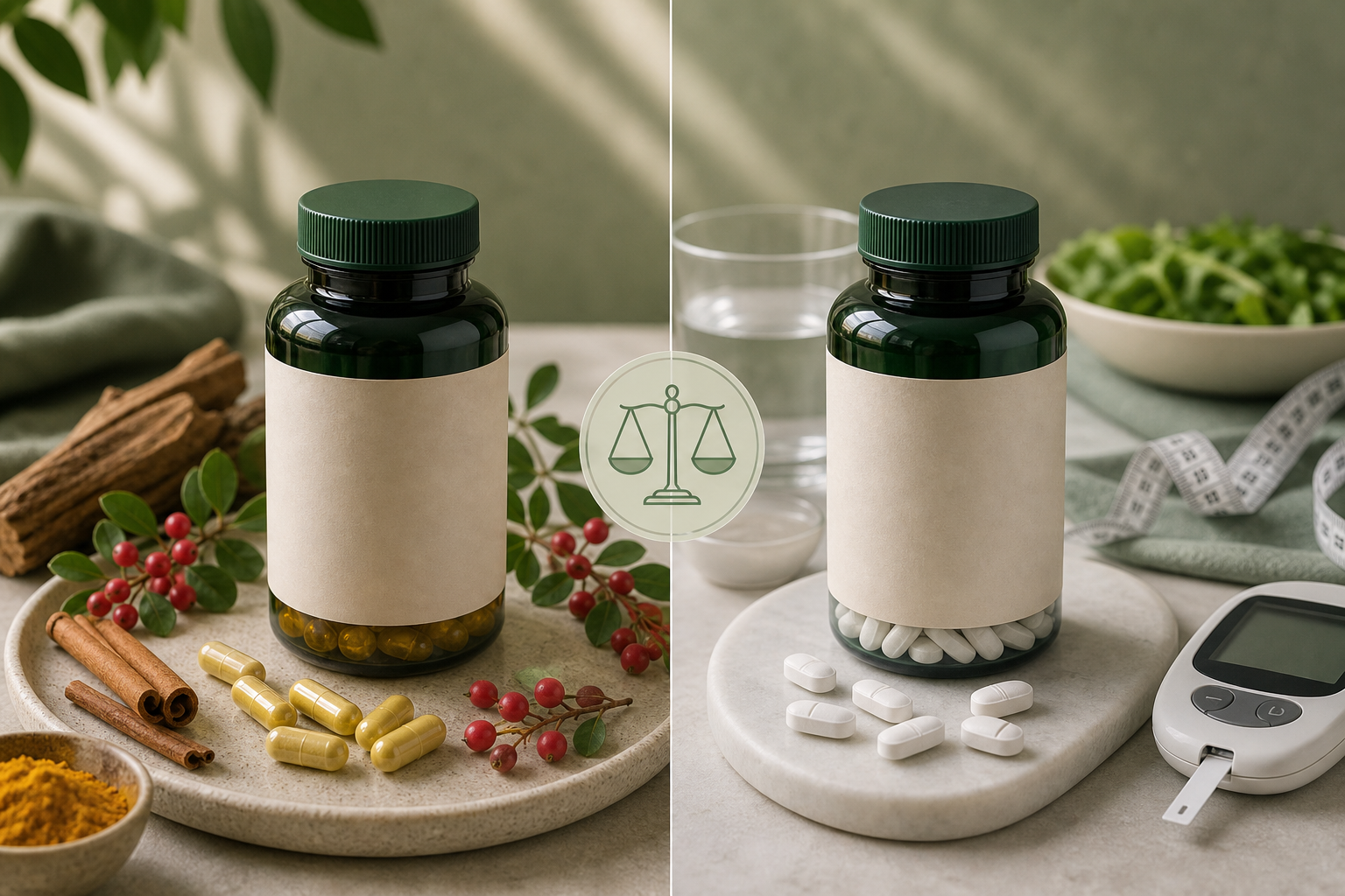 Berberine vs Metformin Supplements editorial side-by-side