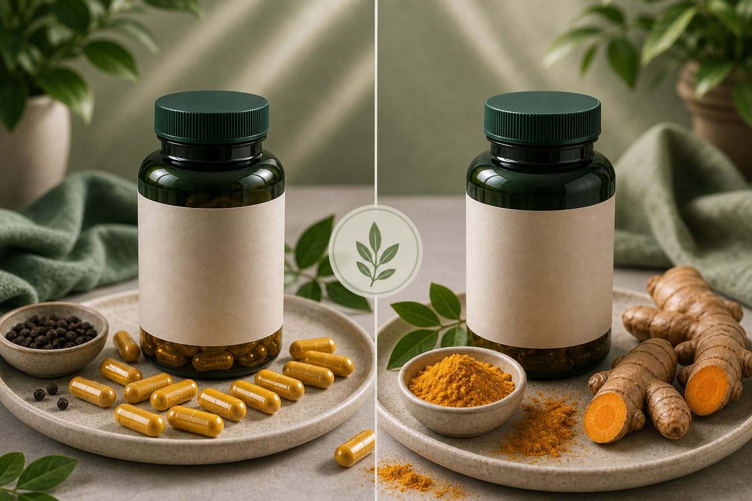Curcumin vs Turmeric editorial side-by-side