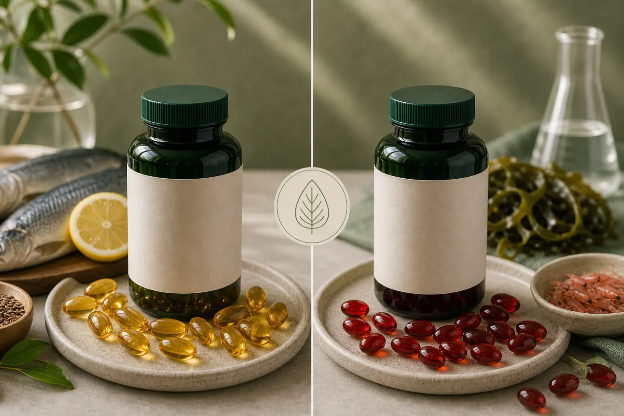 Fish Oil vs Krill Oil editorial side-by-side