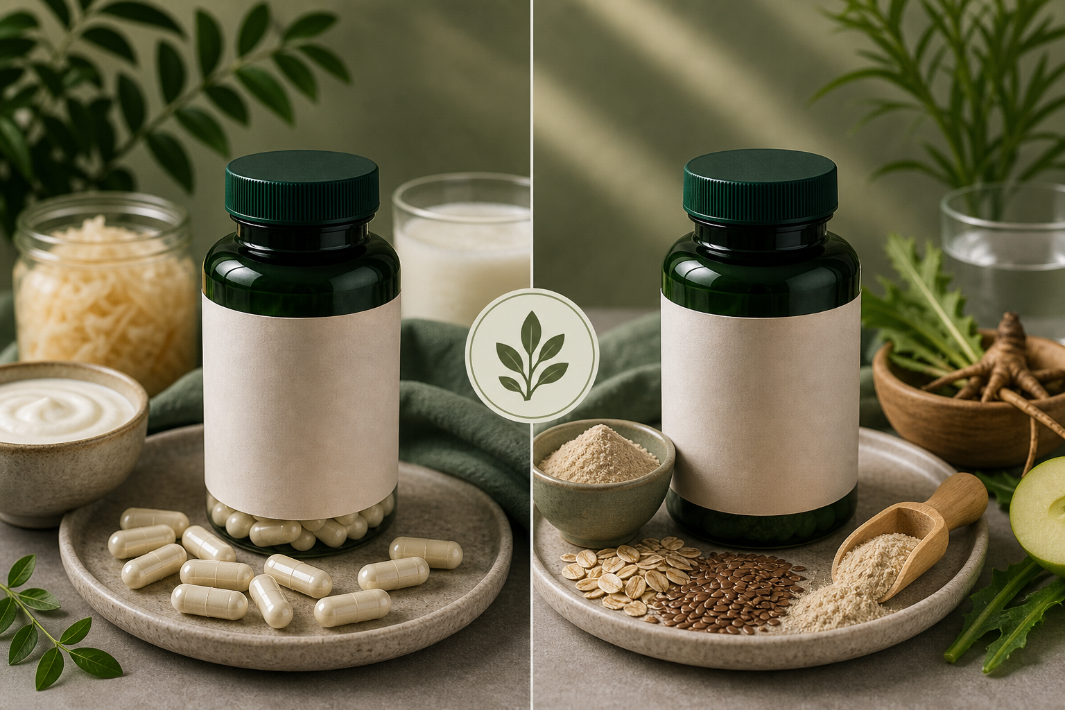 Probiotic vs Prebiotic editorial side-by-side