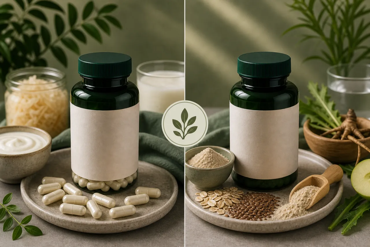 Probiotic vs Prebiotic editorial side-by-side