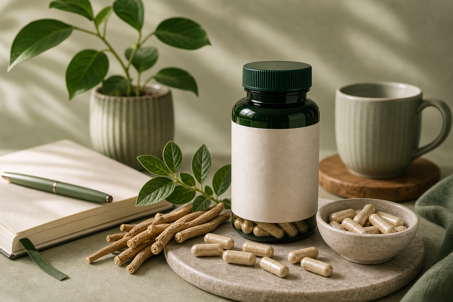 Ashwagandha for Stress editorial still life