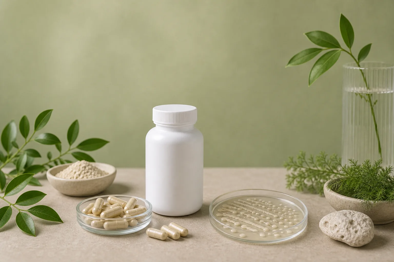 Bifidobacterium Breve for Gut Health editorial still life