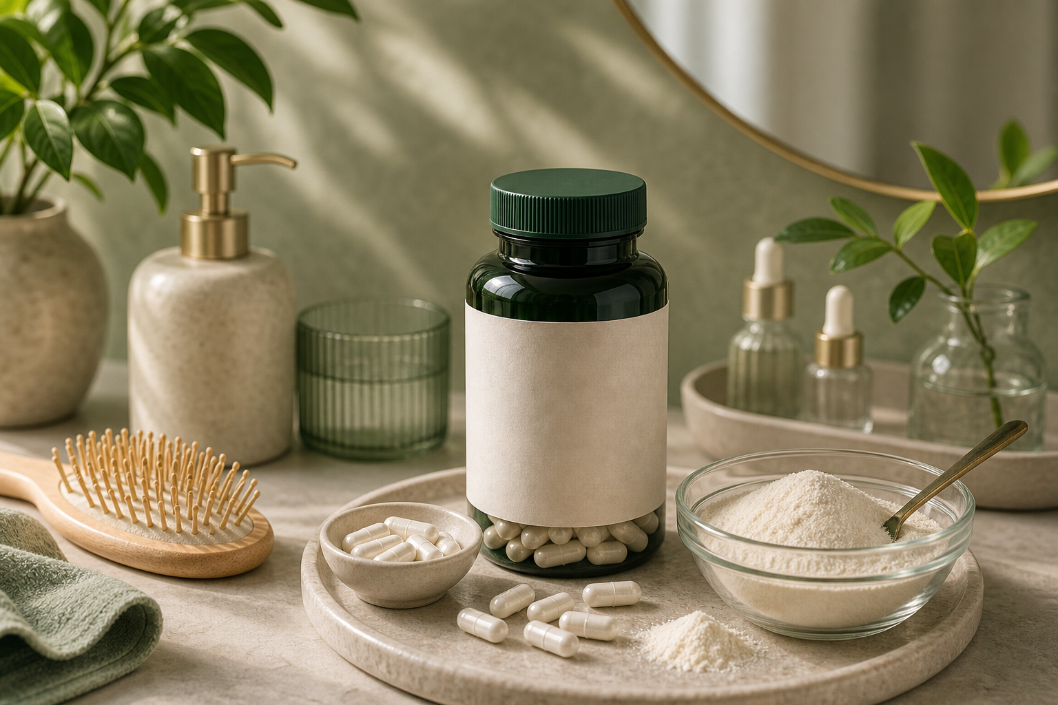 Collagen for Hair Growth editorial still life