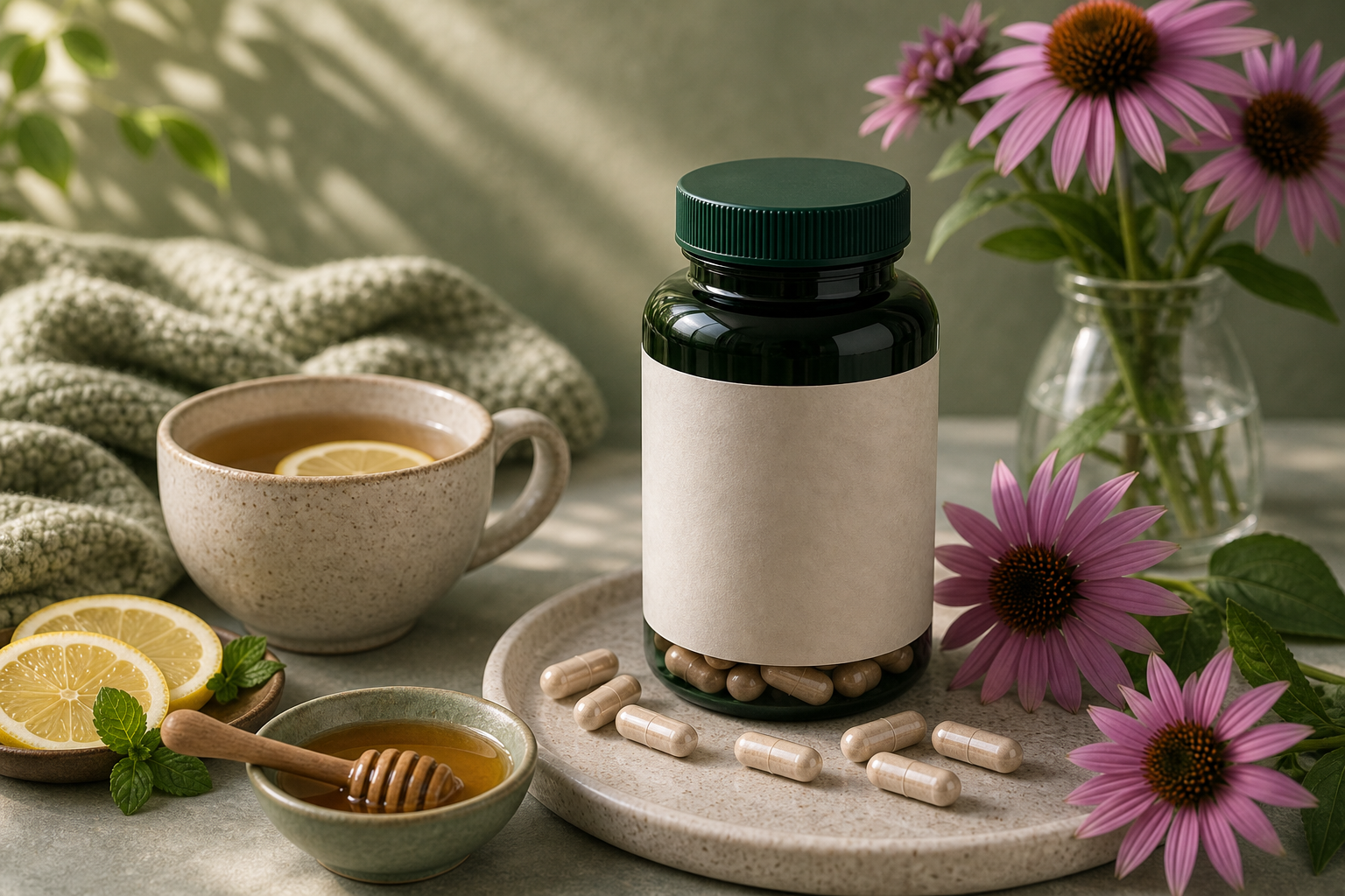 Echinacea for Cold Duration editorial still life