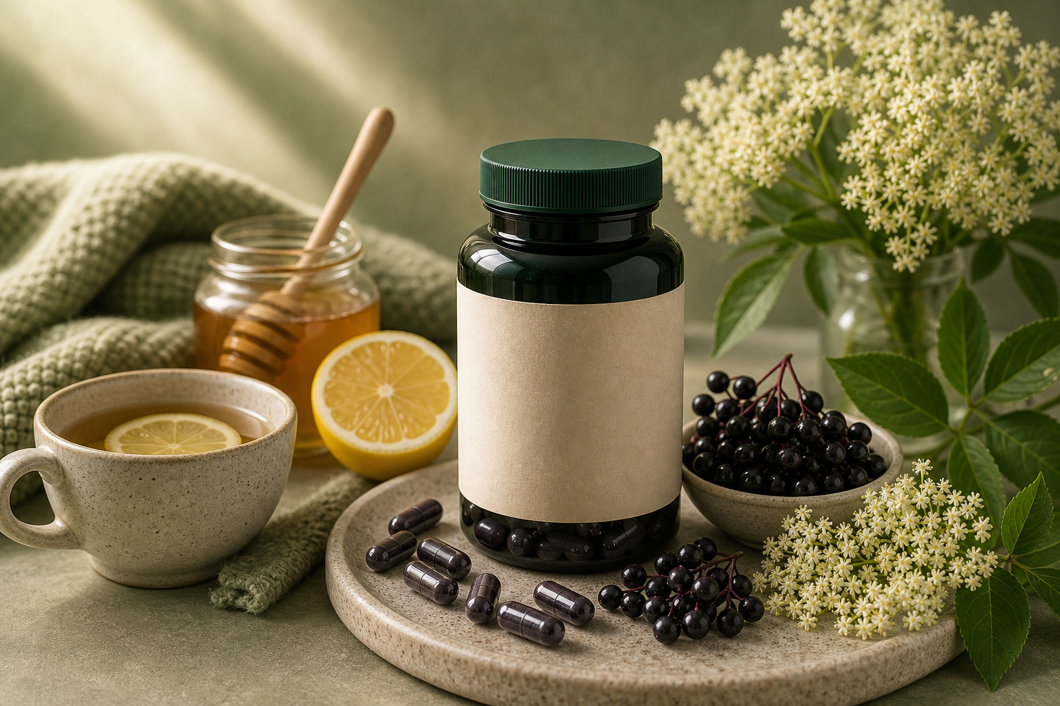 Elderberry for Cold Flu editorial still life