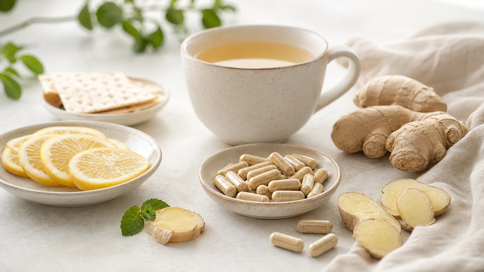 Ginger for Nausea editorial still life