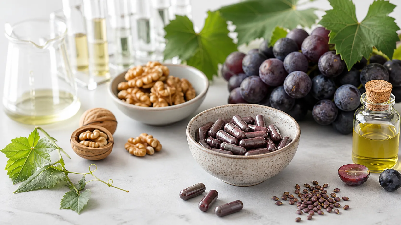Grape Seed Extract for Cardiovascular Health editorial still life