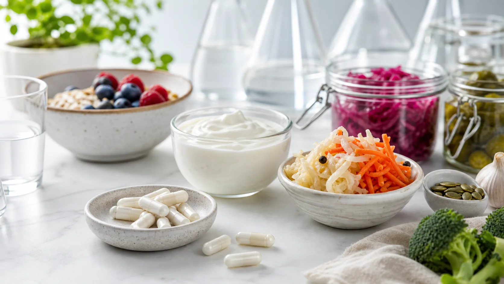 Lactobacillus Acidophilus for Gut Health editorial still life
