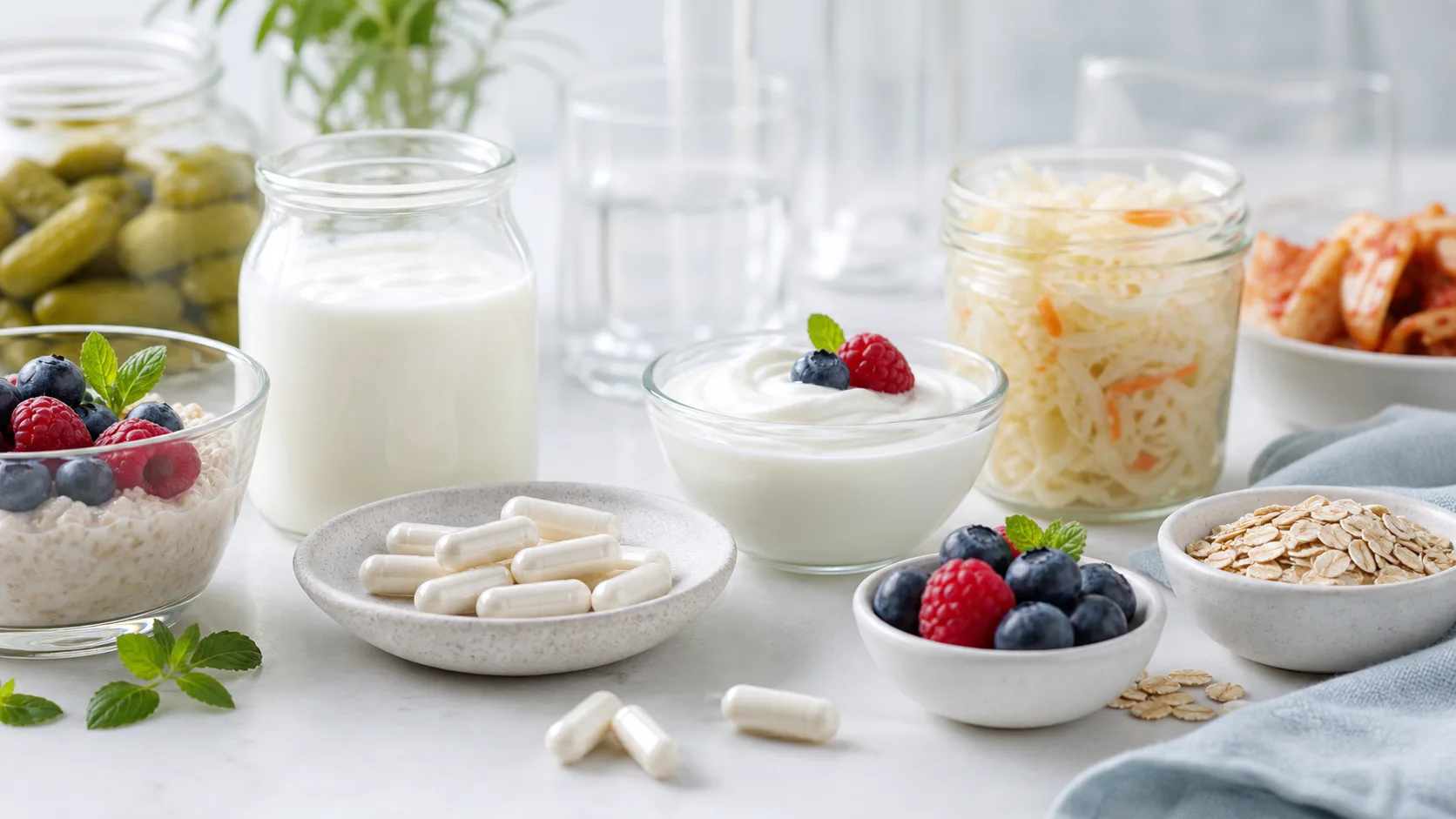 Lactobacillus Rhamnosus for Gut Health editorial still life