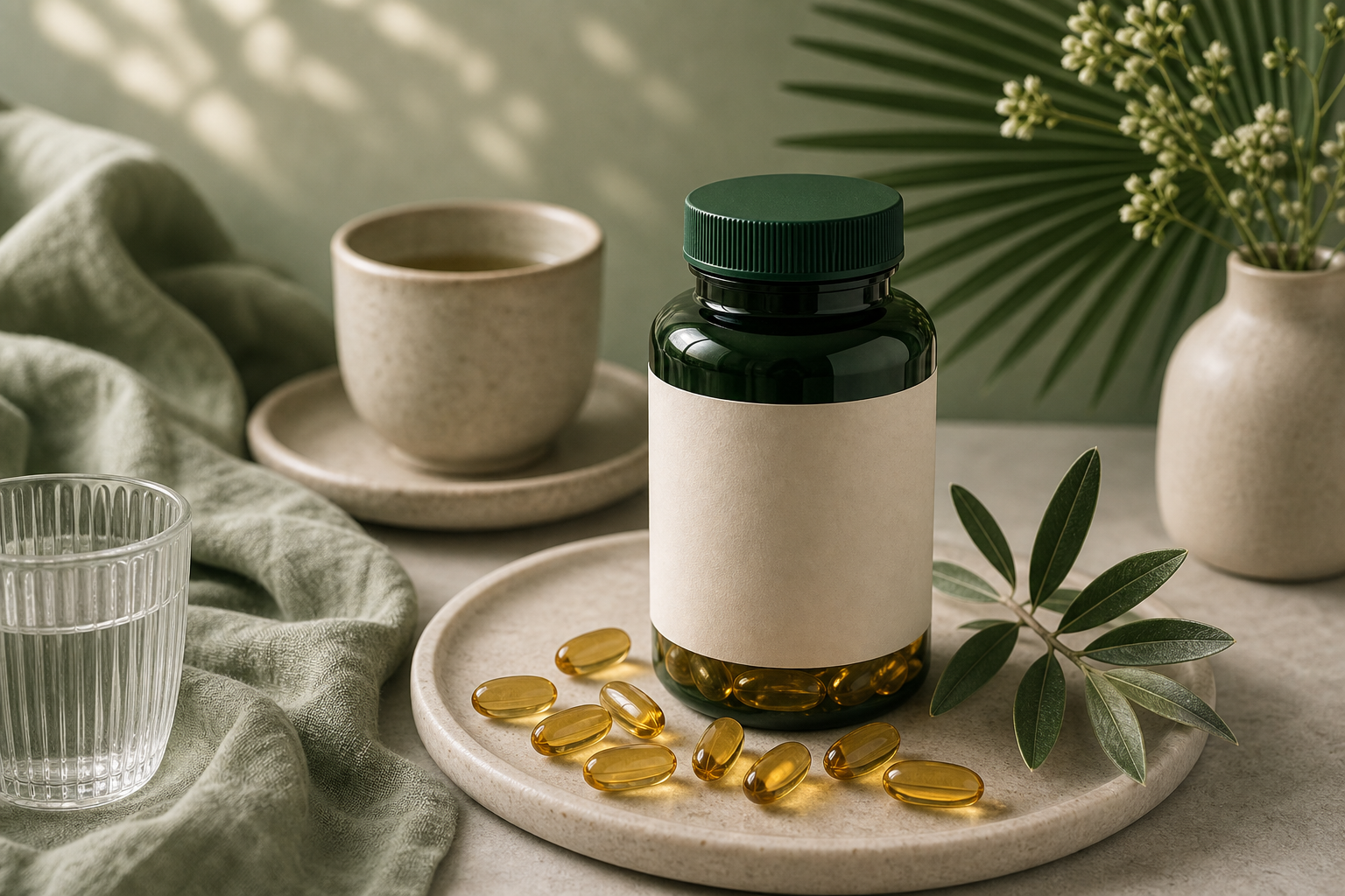 Omega 3 for Hot Flashes editorial still life