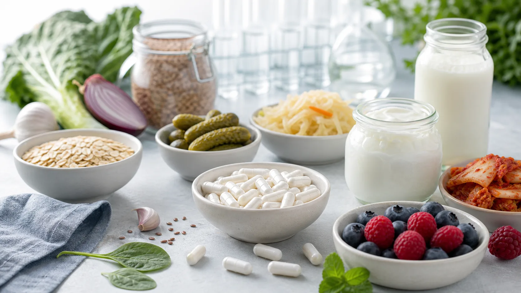 Probiotics for Gut Health editorial still life