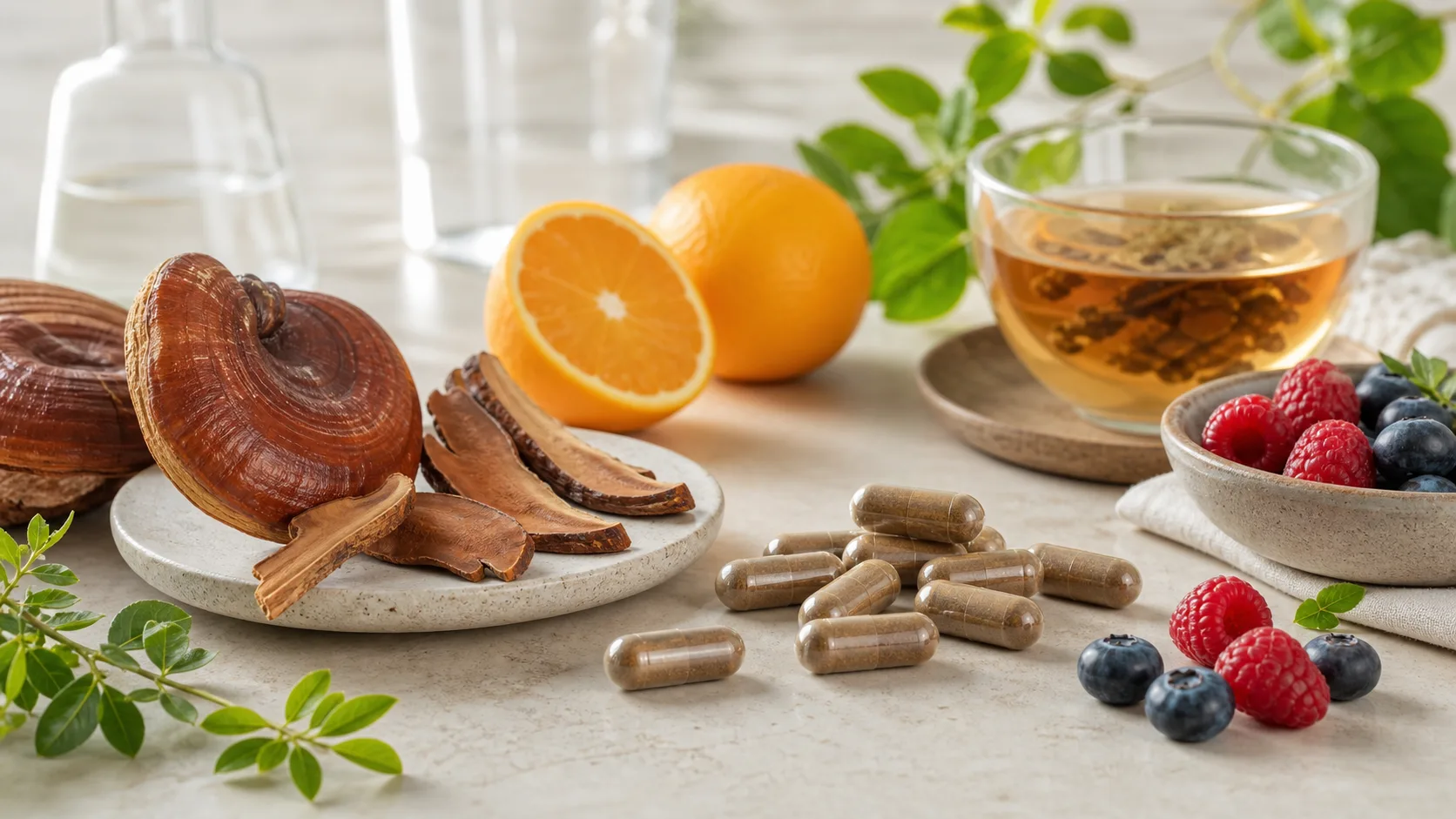 Reishi for Immune Support editorial still life