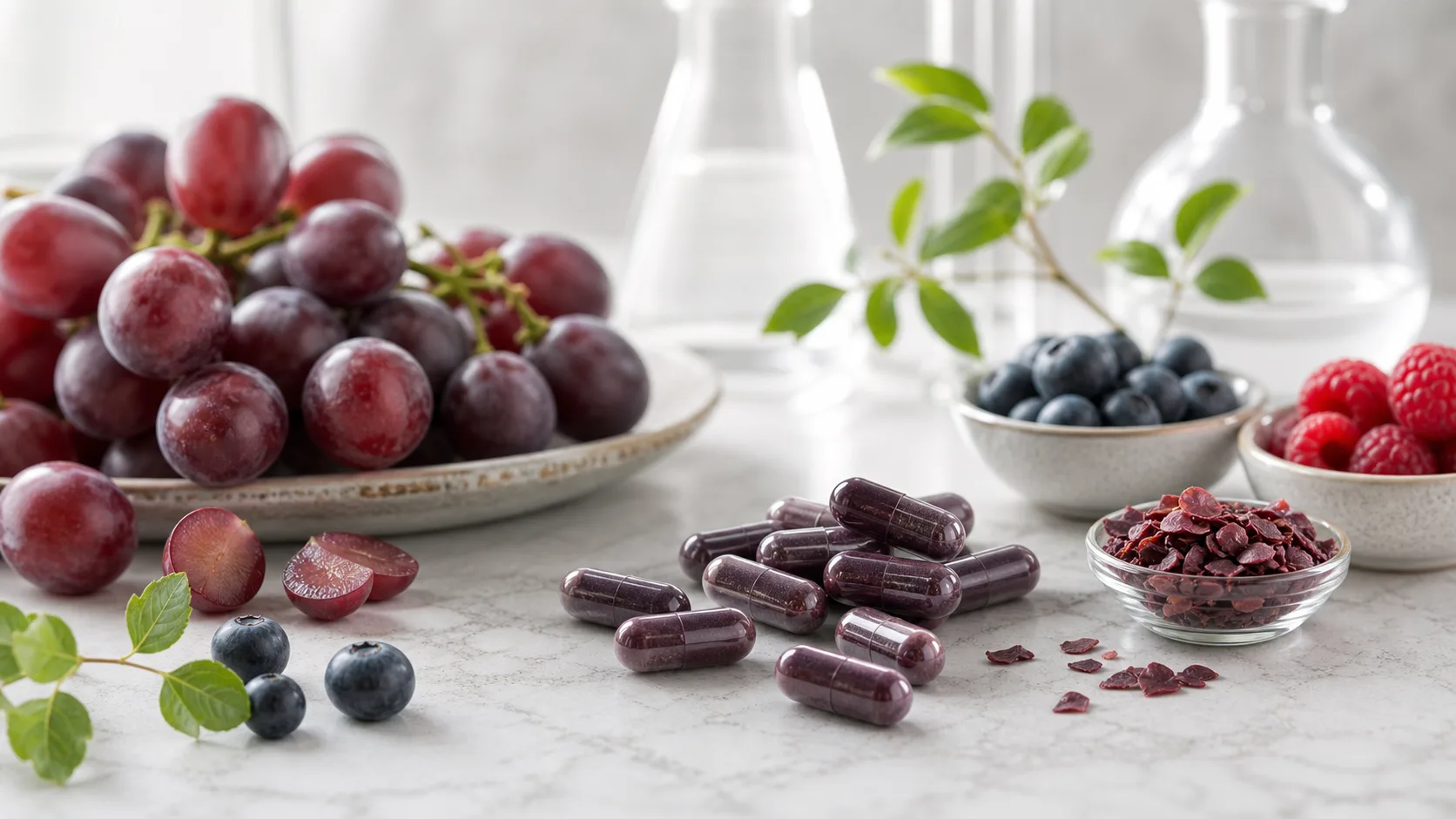 Resveratrol for Anti Aging editorial still life