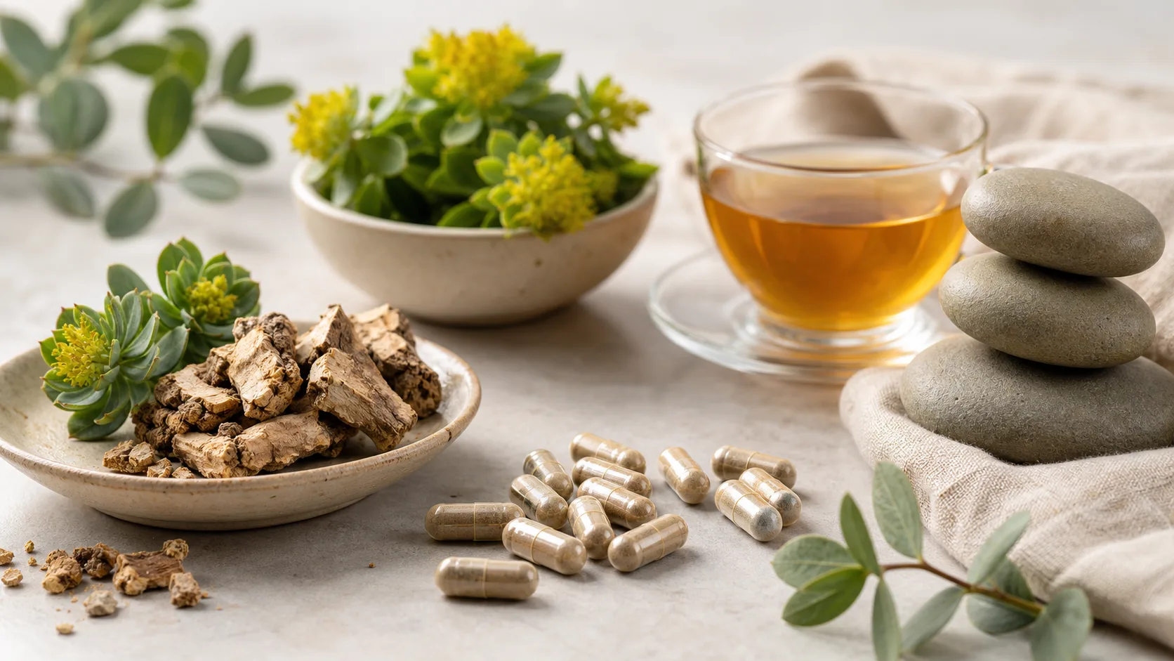 Rhodiola Rosea for Stress Resilience editorial still life