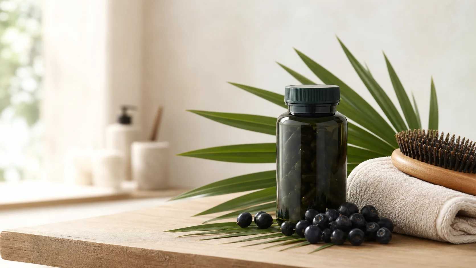 Saw Palmetto for Hair Loss editorial still life