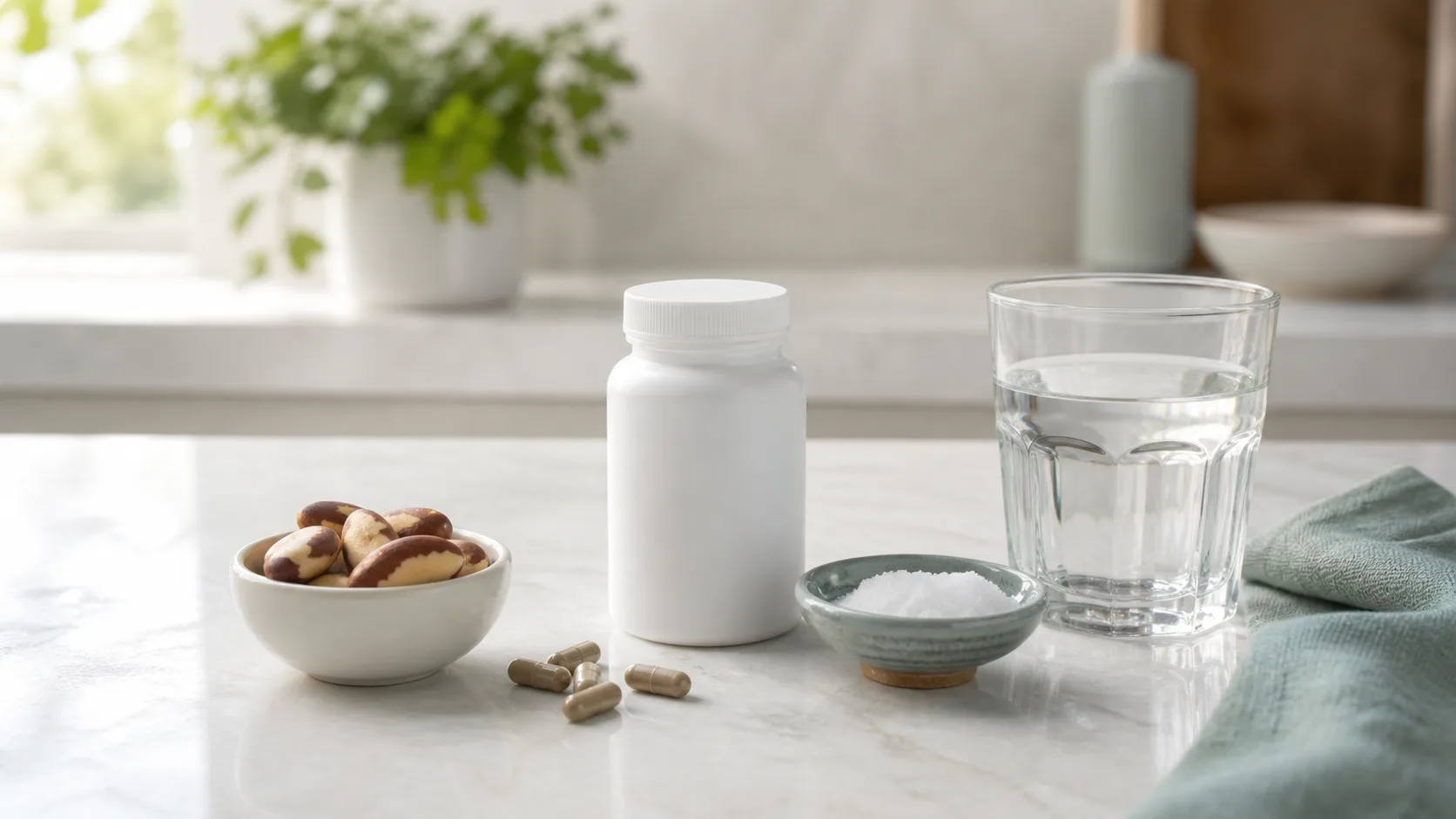 Selenium for Thyroid Health editorial still life