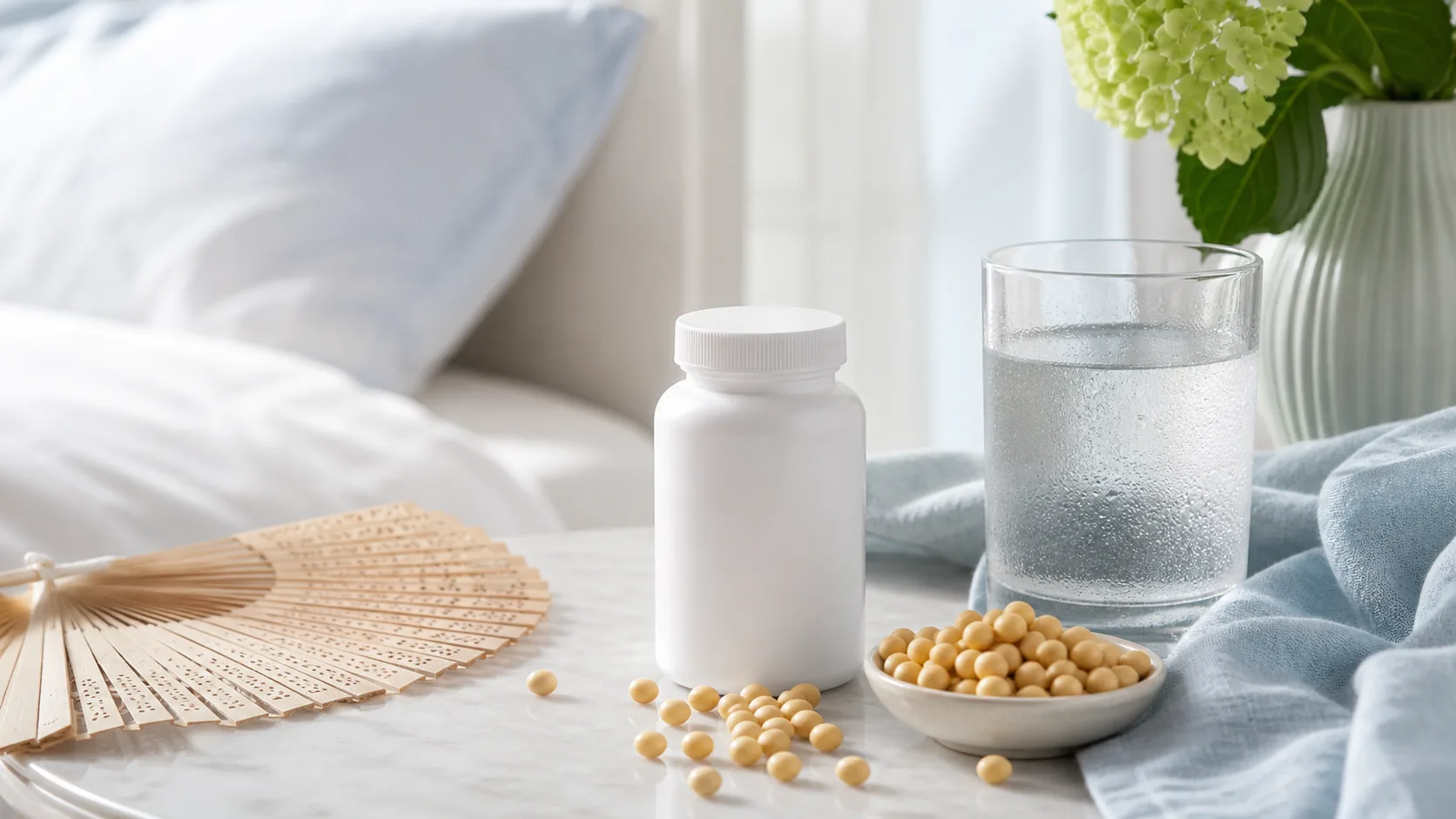 Soy Isoflavones for Hot Flashes editorial still life
