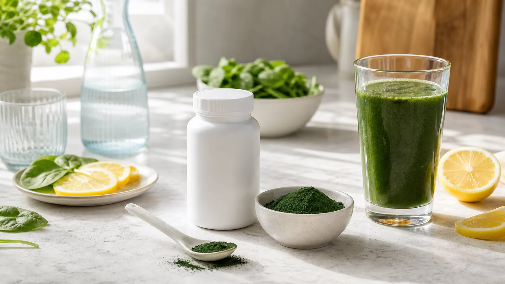 Spirulina for Cellular Energy editorial still life