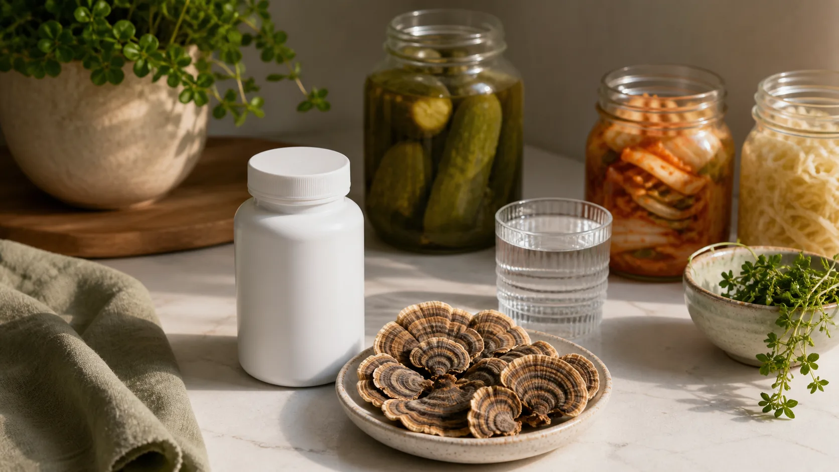 Turkey Tail for Gut Health editorial still life