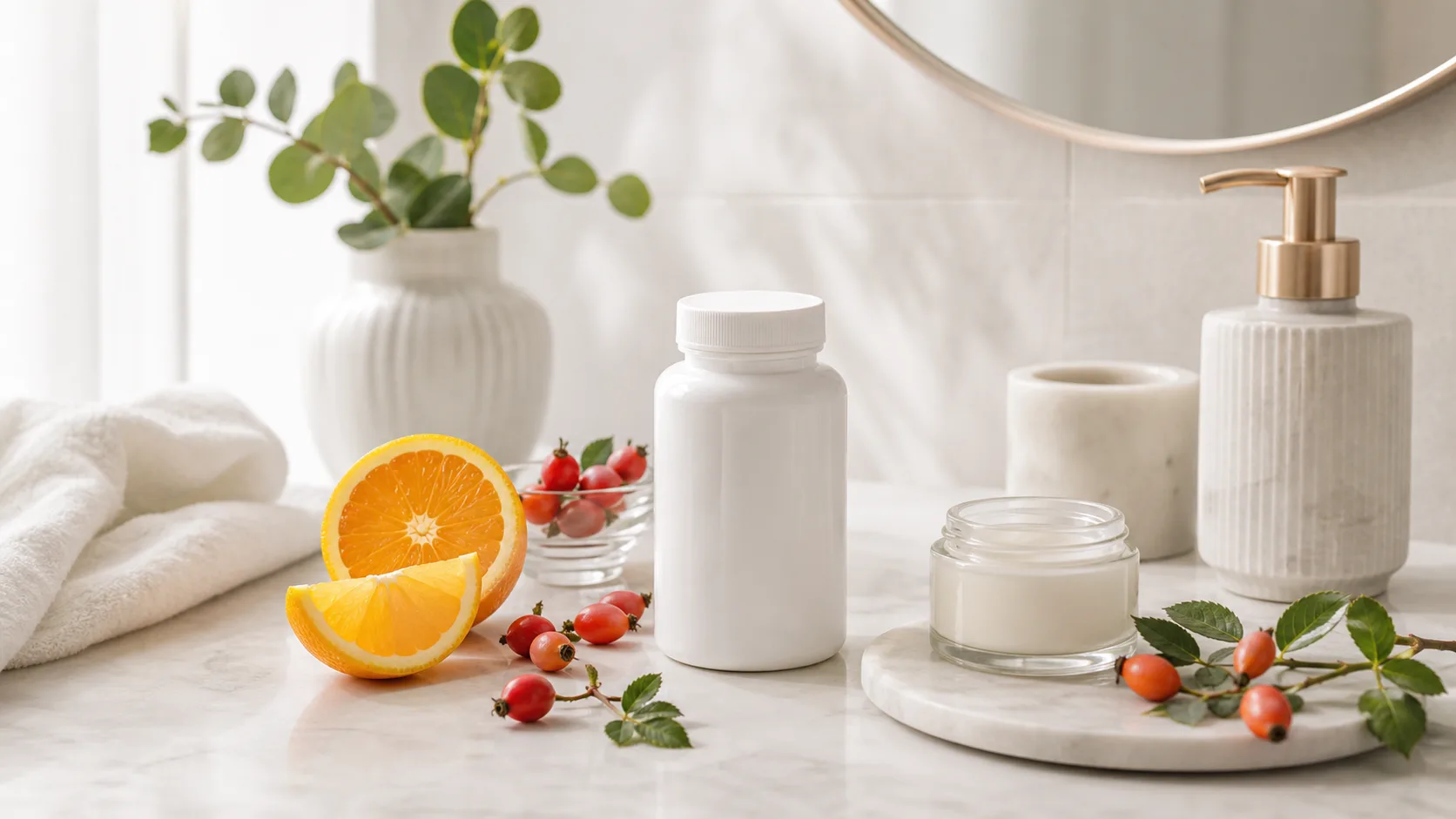 Vitamin C for Skin Aging editorial still life