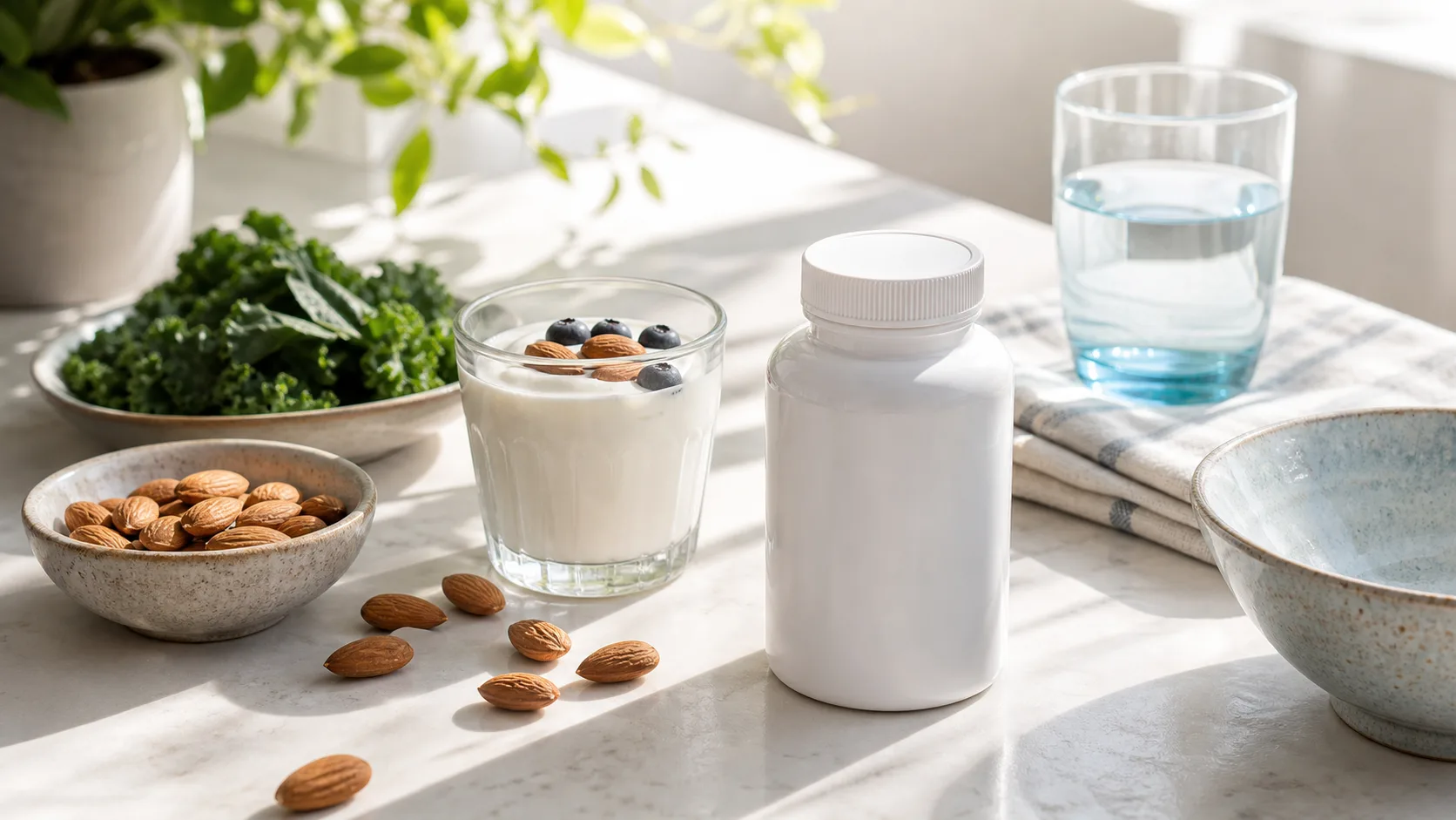 Vitamin D3 for Osteoporosis editorial still life