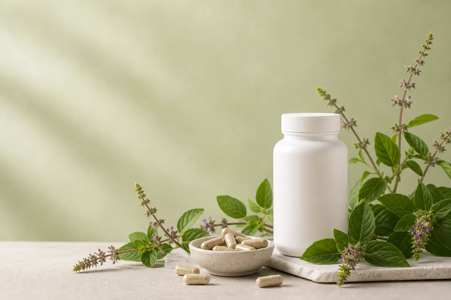 Holy Basil supplement editorial hero image