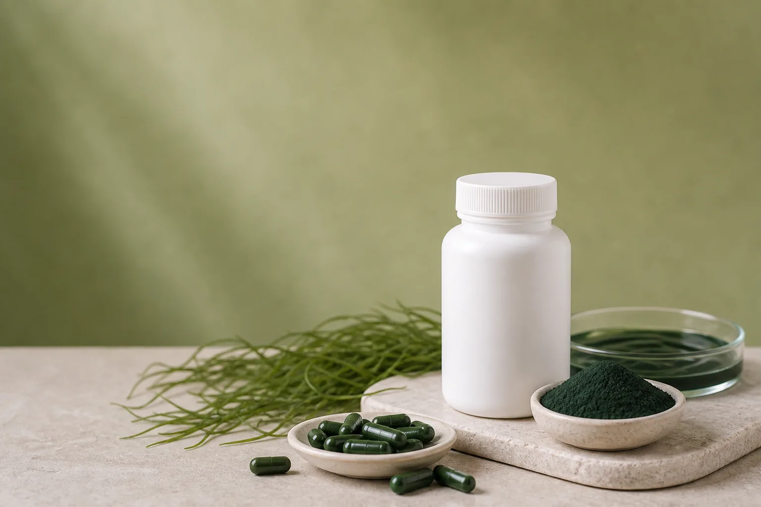 Spirulina supplement editorial hero image